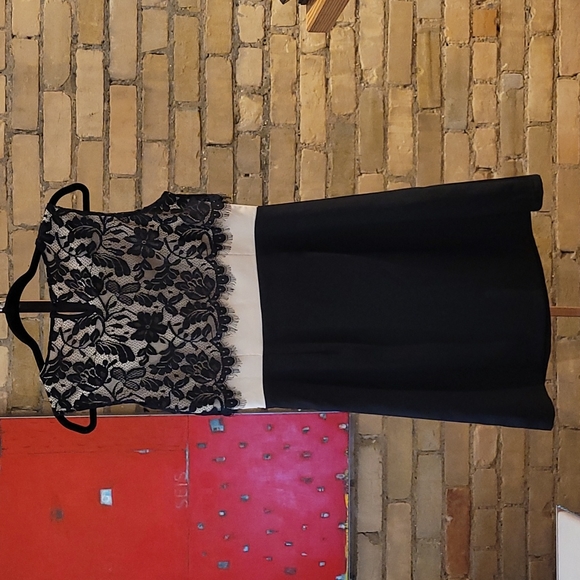 NWT Uttam Boutique (UK brand) Cocktail dress, size M (US 6), black and cream - Picture 4 of 11